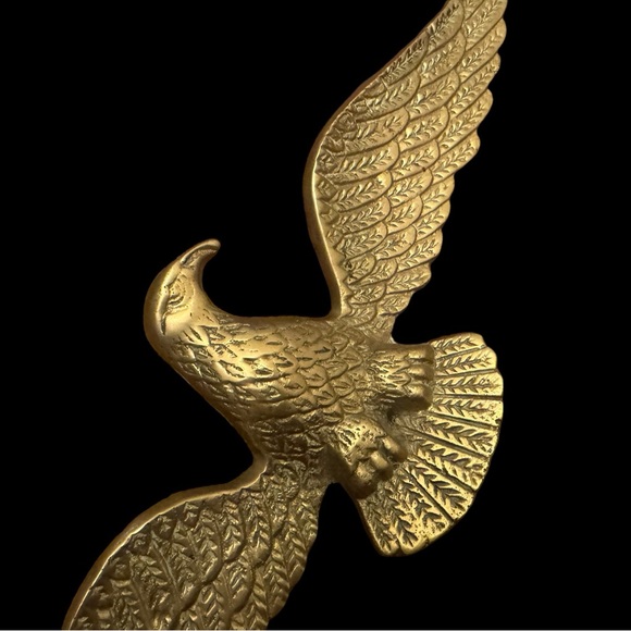 Vintage Mid Century Cast Brass Eagle Bird Metal Hanging Wall Patriotic Decor - Picture 4 of 14
